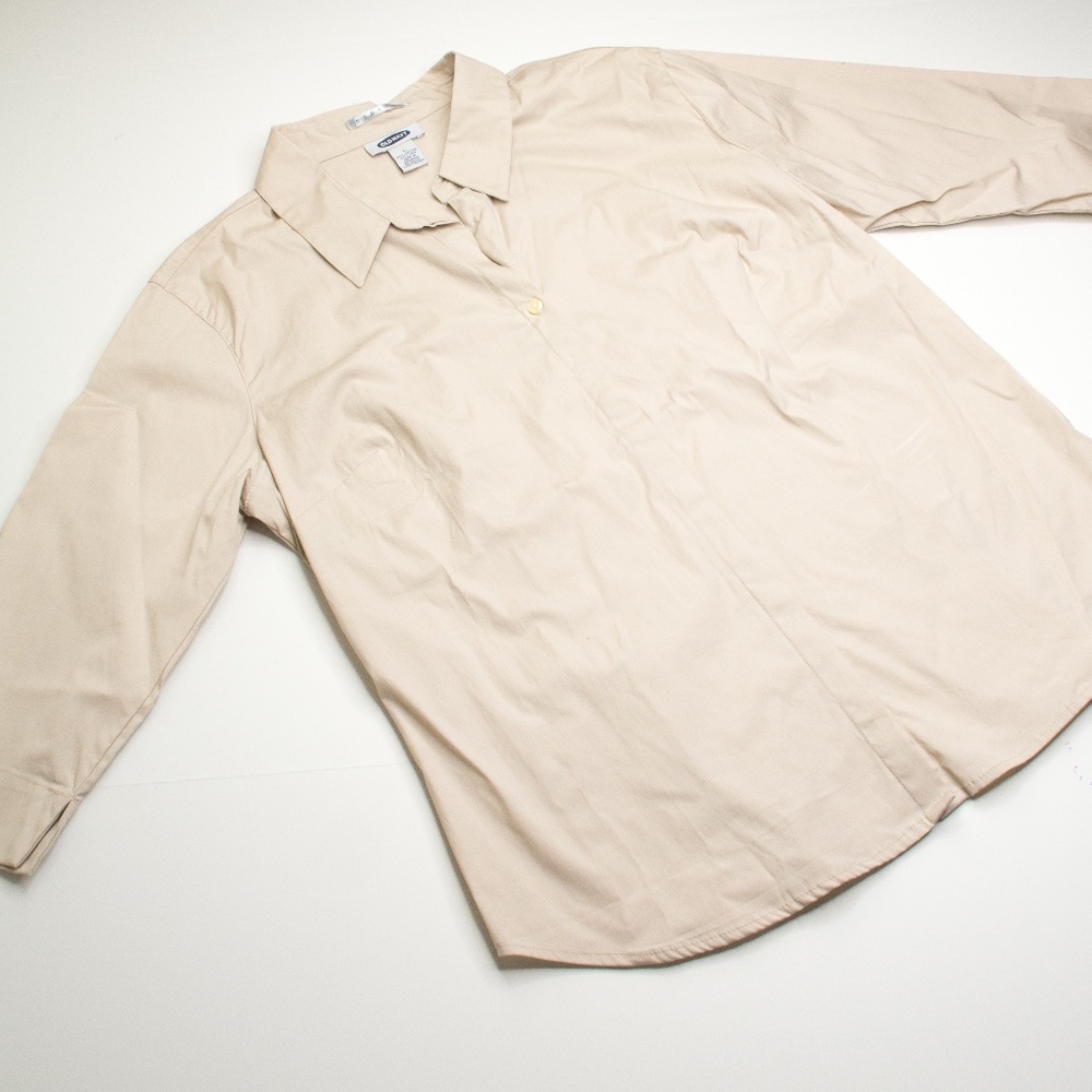 Old Navy Stretch Beige Button Down Shirt